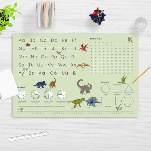 Schreibtischunterlage für Kinder LernunterlageEinschulungverschiedene Designs, ABC, 1x1, Uhrzeiten, aus hochwertigem Vinyl, 60 x 40 cm*Cover-your-desk