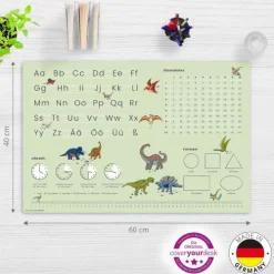 Schreibtischunterlage für Kinder LernunterlageEinschulungverschiedene Designs, ABC, 1x1, Uhrzeiten, aus hochwertigem Vinyl, 60 x 40 cm*Cover-your-desk