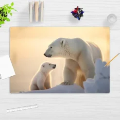 Schreibtischunterlage für Kinder Eisbär Baby mit Mama, aus hochwertigem Vinyl, 60 x 40 cm*Cover-your-desk Sale