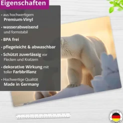 Schreibtischunterlage für Kinder Eisbär Baby mit Mama, aus hochwertigem Vinyl, 60 x 40 cm*Cover-your-desk Sale