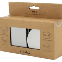 Creativ Company Küche & Esszimmer*Metalldose, Rund und quadratisch, H 3-4,5 cm, D 6,5+7,5 cm, Größe 7x7+8,5x8,5 cm, Grau Metall, 4 Stk