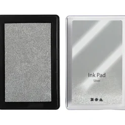 Creativ Company Stempel & -Kissen-Stempelkissen, H 2 cm, Größe 9x6 cm, Silber, 1 Stk