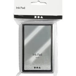 Creativ Company Stempel & -Kissen-Stempelkissen, H 2 cm, Größe 9x6 cm, Silber, 1 Stk