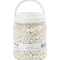 Creativ Company Küche & Esszimmer-Wachsperlen, D 3, 4, 5, 6, 8 mm, Lochgröße 1,3-2,5 mm, Perlmuttweiß, 700 ml/ 1 Dose, 430 g