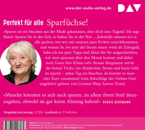 Der Audio Verlag GmbH Romane·Humor & Satire*Dann lassen wir eben die Heizdecke weg! Sparen mit der Online-Omi