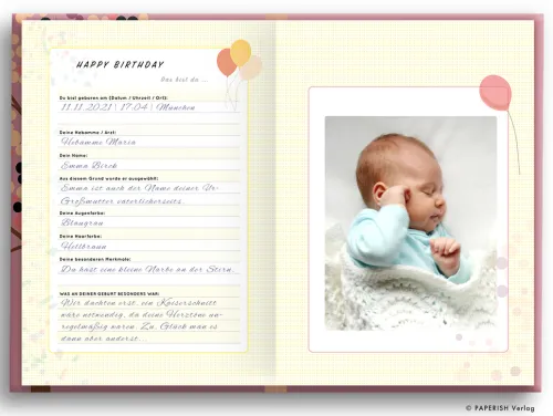 PAPERISH Verlag Geburt & Taufe-DEIN LEBEN IN EINEM BUCH (rosé)