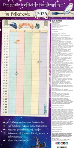 Heel Verlag GmbH Wandkalender-Der große inoffizielle Familienplaner für Potterheads. Kalender 2026