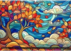 Calvendo Wandkalender*Der Jahreskreis auf Buntglasfenstern (Wandkalender 2026 DIN A2 quer), Monatskalender