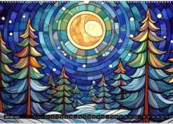 Calvendo Wandkalender*Der Jahreskreis auf Buntglasfenstern (Wandkalender 2026 DIN A2 quer), Monatskalender