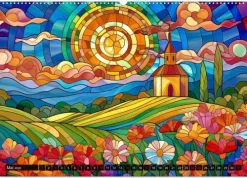 Calvendo Wandkalender*Der Jahreskreis auf Buntglasfenstern (Wandkalender 2026 DIN A2 quer), Monatskalender