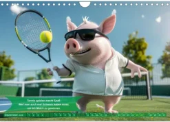 Calvendo Wandkalender*Der tierisch lustige Tennis-Kalender (Wandkalender 2026 DIN A4 quer), Monatskalender