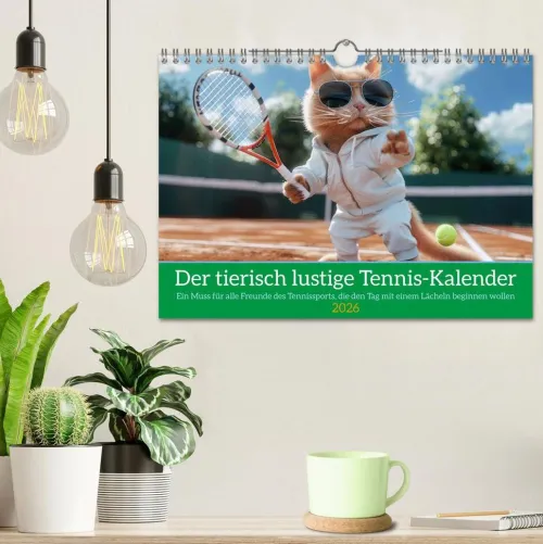 Calvendo Wandkalender*Der tierisch lustige Tennis-Kalender (Wandkalender 2026 DIN A4 quer), Monatskalender