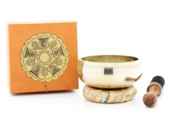 Klangschalen-Center Achtsamkeit & Gesundheit-Dhyani-Klangschale mit bedruckter Geschenkbox mit Zubehör