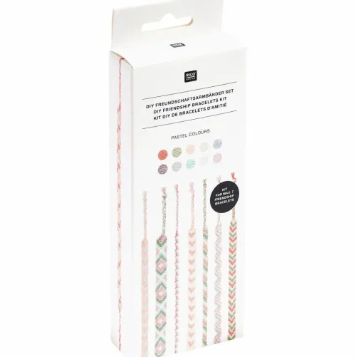 DIY Freundschaftsarmbänder Set, Pastel Colours,10 x 8 m Stickgarn in 10 verschiedenen Farben, 100 % Baumwolle, Neon 100% Polyester*Rico Design GmbH & Co.KG Sale