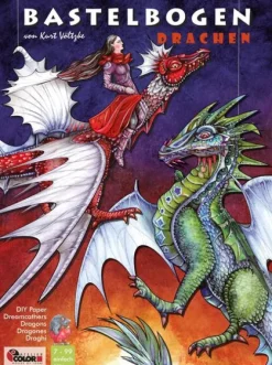Drachen basteln Papier zum Aufhängen Bastelbogen Ausschneidebogen*Atelier Color New