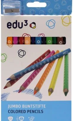 eagle kreativ Buntstifte*edu³ Jumbo tri Buntstifte, 12er Set inkl. Spitzer