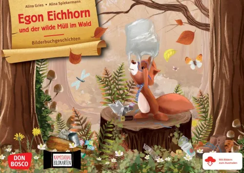 Don Bosco Medien GmbH Lesen & Geschichten-Egon Eichhorn und der wilde Müll im Wald. Kamishibai Bildkartenset
