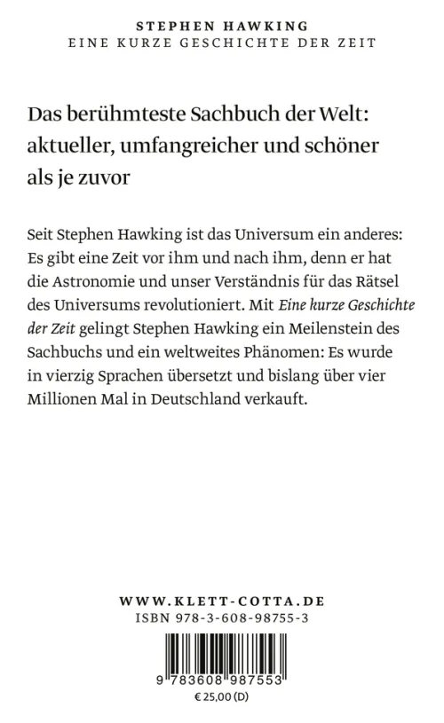 Klett-Cotta Verlag Physik & Astronomie*Eine kurze Geschichte der Zeit