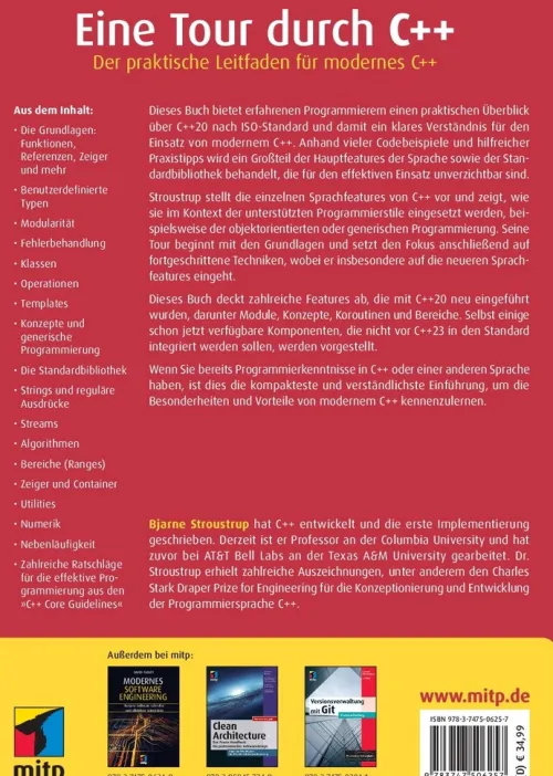 MITP Verlags GmbH Technik|Informatik & Edv-Eine Tour durch C++