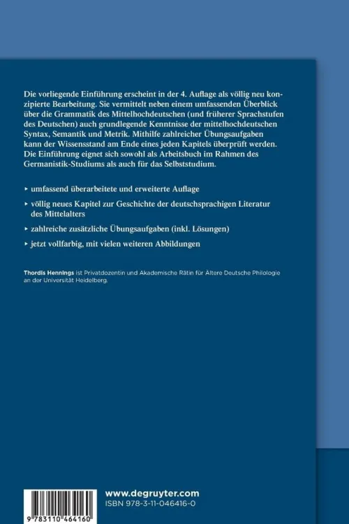 Walter de Gruyter Sprachwissenschaften*Einführung in das Mittelhochdeutsche