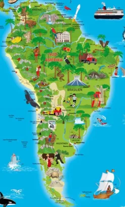 Erlebniskarte illustrierte Weltkarte Schreibunterlage*druckbunt Verlag Best