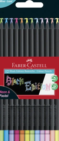 Buntstifte Black Edition Neon + Pastell 12er Set*Faber-Castell Outlet