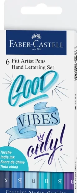 Tuschestifte Pitt Artist Pens Lettering, 6er Set Blautöne*Faber-Castell Online