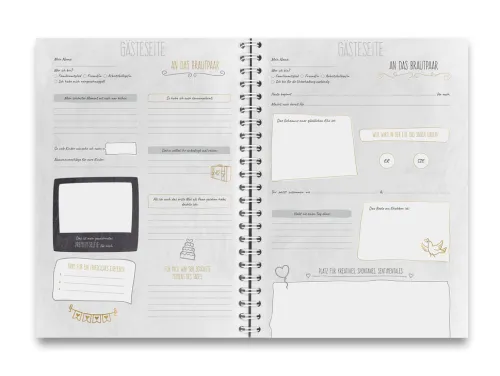 familia Verlag Liebe & Hochzeit*familiawedding black-Doodle- Design XXL Gästebuch zur Hochzeit