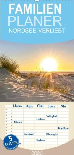 Calvendo Wandkalender-Familienplaner 2026 - NORDSEE-VERLIEBT mit 5 Spalten (Wandkalender, 21 x 45 cm)