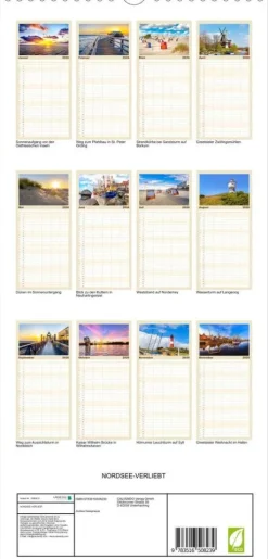 Calvendo Wandkalender-Familienplaner 2026 - NORDSEE-VERLIEBT mit 5 Spalten (Wandkalender, 21 x 45 cm)