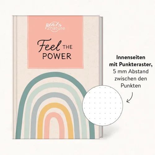 Naumann & Göbel Verlagsg. Notizbücher & -Blöcke*Feel The Power . Nachhaltiges Notizbuch in A5 mit Hardcover und Regenbogen-Motiv