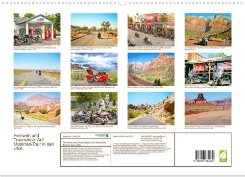 Fernweh und Traumziele: Auf Motorrad-Tour in den USA (hochwertiger Premium Wandkalender 2026 DIN A2 quer), Kunstdruck in Hochglanz*Calvendo Discount
