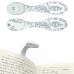 Bookchair Vertrieb Lesen & Geschichten*Flexilight Leselicht (White Flowers) | weiß | 2 in 1 Leselampe & Lesezeichen | LED Leselicht | Geschenk für Leser, Buchliebhaber | Deutsche Ausgabe