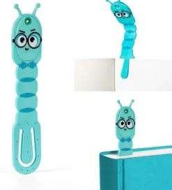 Bookchair Vertrieb Lesen & Geschichten*Flexilight Pals Leselicht (Bookworm) | blau | 2 in 1 Leselampe & Lesezeichen | LED Leselicht | Geschenk für Leser, Buchliebhaber | Deutsche Ausgabe