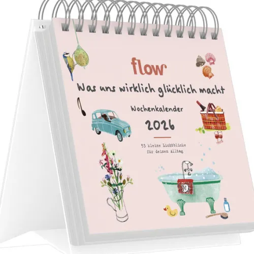 teNeues Calendars & Stationery GmbH & Co. KG Wochenkalender*Flow - Was uns wirklich glücklich macht - Wochenkalender 17 x 16 mit Spiralbindung, 53 Illustrationen der kleinen Glücksmomente