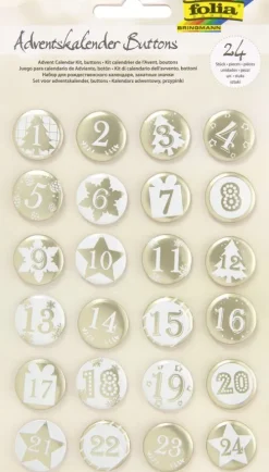 Folia Hobby & Lifestyle-Adventskalender Buttons PERLMUTT 24er Set