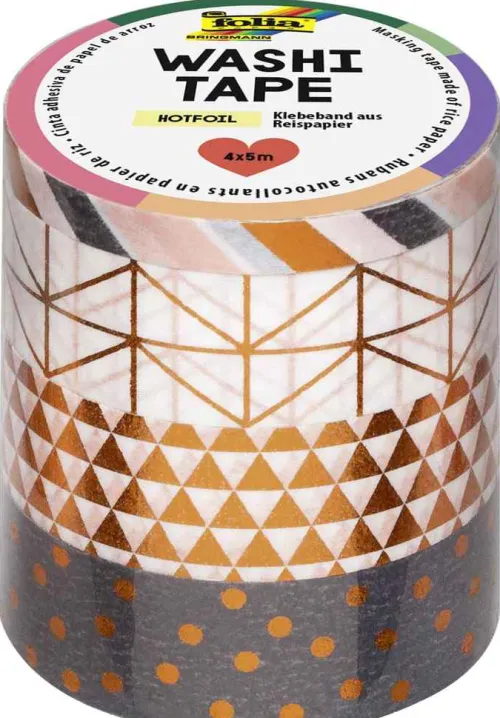 Washi-Tape 4er Set HOTFOIL KUPFER, 3x 15mmx5m + 1x 5mmx5m*Folia Discount