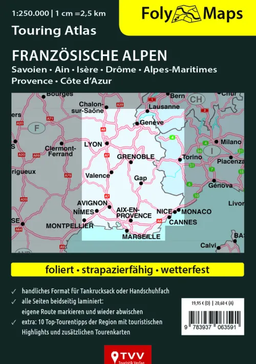 FolyMaps Touringatlas Französische Alpen 1:250.000*Touristik-Verlag Vellmar Sale
