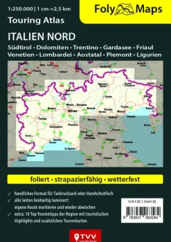 Touristik-Verlag Vellmar Karten & Atlanten-FolyMaps Touringatlas Italien Nord 1:250.000