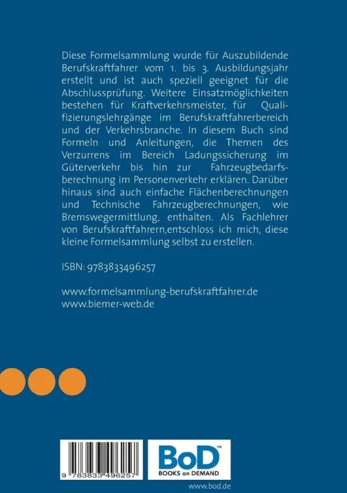 BoD - Books on Demand Mathematik-Formelsammlung für Berufskraftfahrer