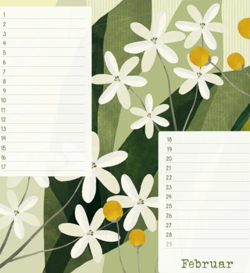Korsch Verlag GmbH Wandkalender|Immerwährender Kalender*Geburtstagskalender Bloom