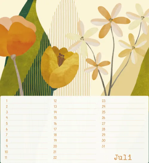Korsch Verlag GmbH Wandkalender|Immerwährender Kalender*Geburtstagskalender Bloom