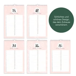 NOVA MD Immerwährender Kalender-Geburtstagskalender immerwährend | Jahresunabhängiger Kalender für Geburtstage in rosa | Geburtstagsübersicht zum Aufhängen mit Spiralbindung für die Familie und fürs Büro