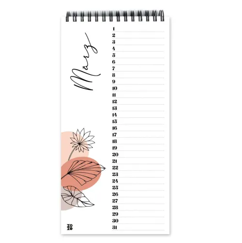 NOVA MD Geburtstagskalender*Geburtstagskalender "leaves line art", ohne Jahreszahl
