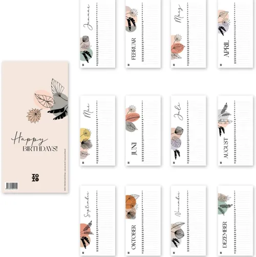 NOVA MD Geburtstagskalender*Geburtstagskalender "leaves line art", ohne Jahreszahl