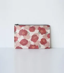 Bookchair Vertrieb Federtaschen*Hanji-Papiertasche Federmäppchen Kosmetiktasche - Rot/Kamelie - aus traditionellem Hanji-Papier