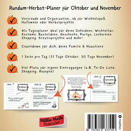 tredition Familie & Freundschaft*Herbst Planer Tagesplaner für Wichtelvorbereitung, Halloween-Adventskalender Countdown, Wichtelaktivitäten Schabernack Streiche Wichteltür, Kalender Vorweihnachtszeit