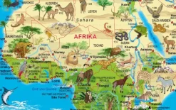 Krüger & Schönhoff Verlag Schreibtischunterlagen-Illustrierte Weltkarte Tiere