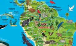 Krüger & Schönhoff Verlag Schreibtischunterlagen-Illustrierte Weltkarte Tiere