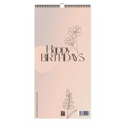 NOVA MD Immerwährender Kalender-Immerwährender Geburtstagskalender "Happy Birthdays" ohne Jahreszahl. Florale Lineart in Bohofarben.